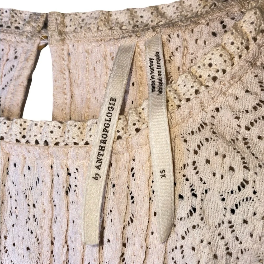 Anthropologie cream/ oatmeal ruffle sleeve top - Picture 3 of 6
